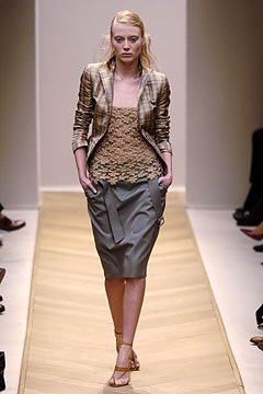 checked blazer with lace top