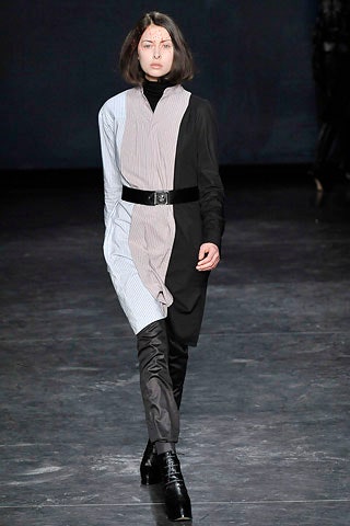 color-blocked midi dress with slim pants