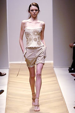 beige corset and shorts outfit