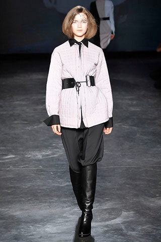 pink relaxed shirt with black pants