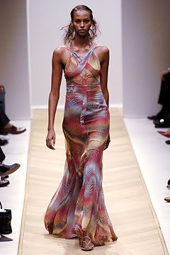 colorful silk sleeveless gown