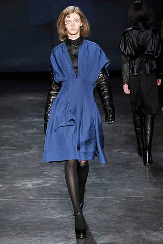 blue midi dress with black jacket