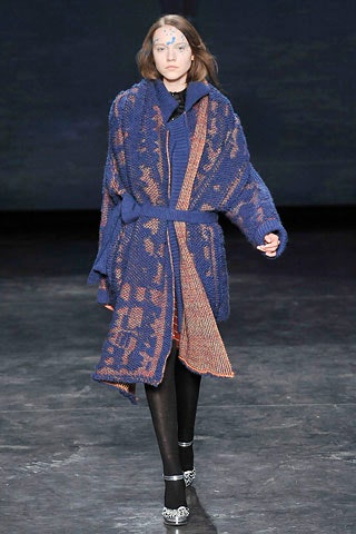 blue and orange wool coat