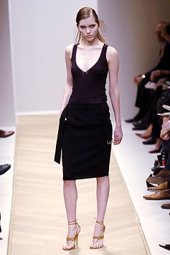 black fitted top and pencil skirt
