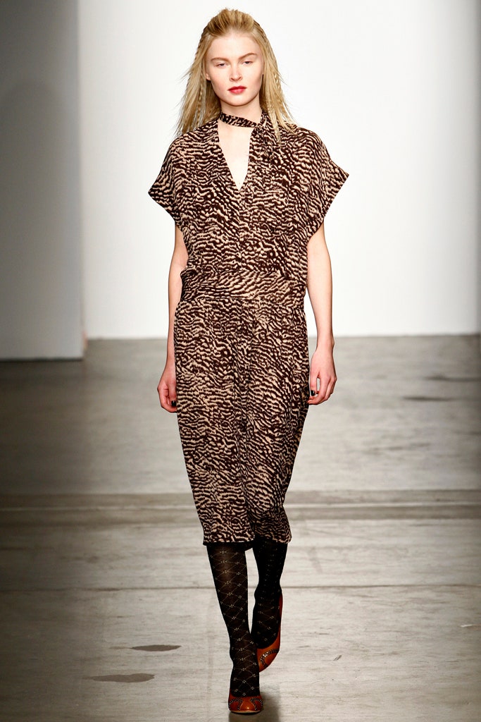 brown beige printed midi dress