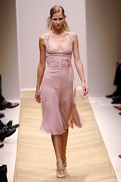 fitted pink silk midi dress