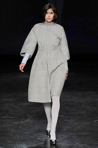 gray pleated long-sleeve dress