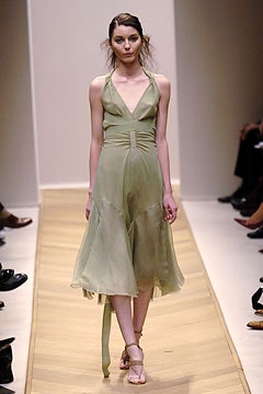 fitted green silk dress