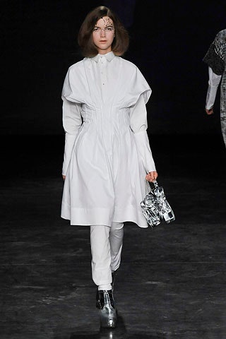 white pleated dress with pants