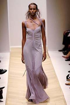 fitted purple silk gown