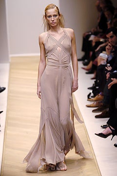 beige silk sleeveless gown