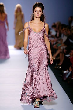 fitted pink silk gown