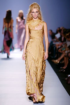 gold silk fitted gown
