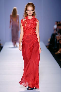 red silk sleeveless gown