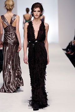 brown silk sleeveless v-neck fitted pleated maxi gown