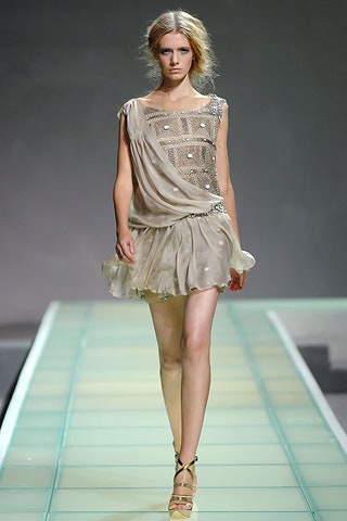 beige silk sleeveless dress