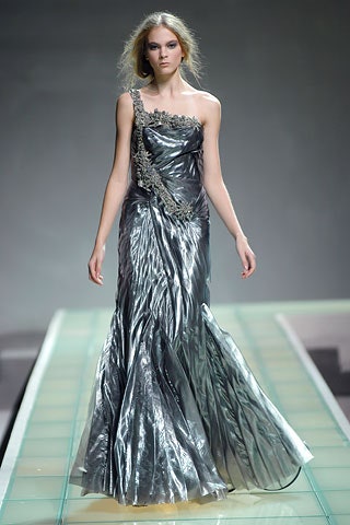 silver silk sleeveless gown