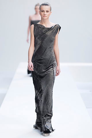 gray velvet sleeveless gown