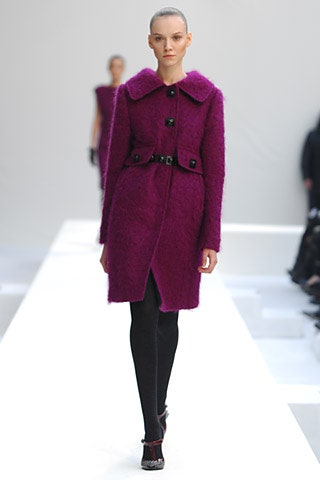 fitted purple wool coat