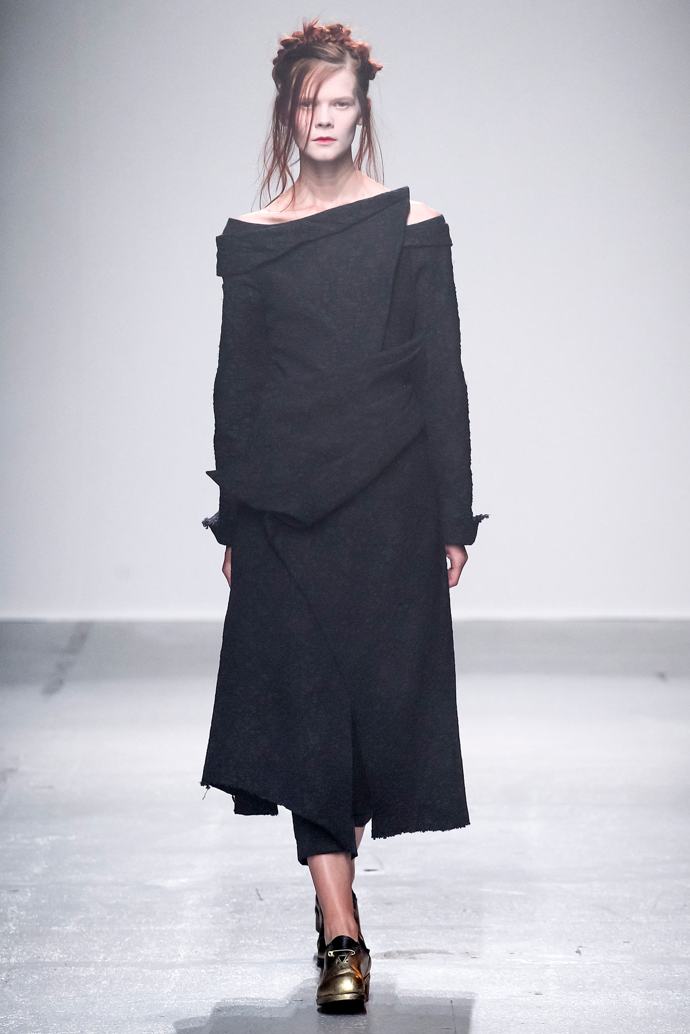 black relaxed off-shoulder dress