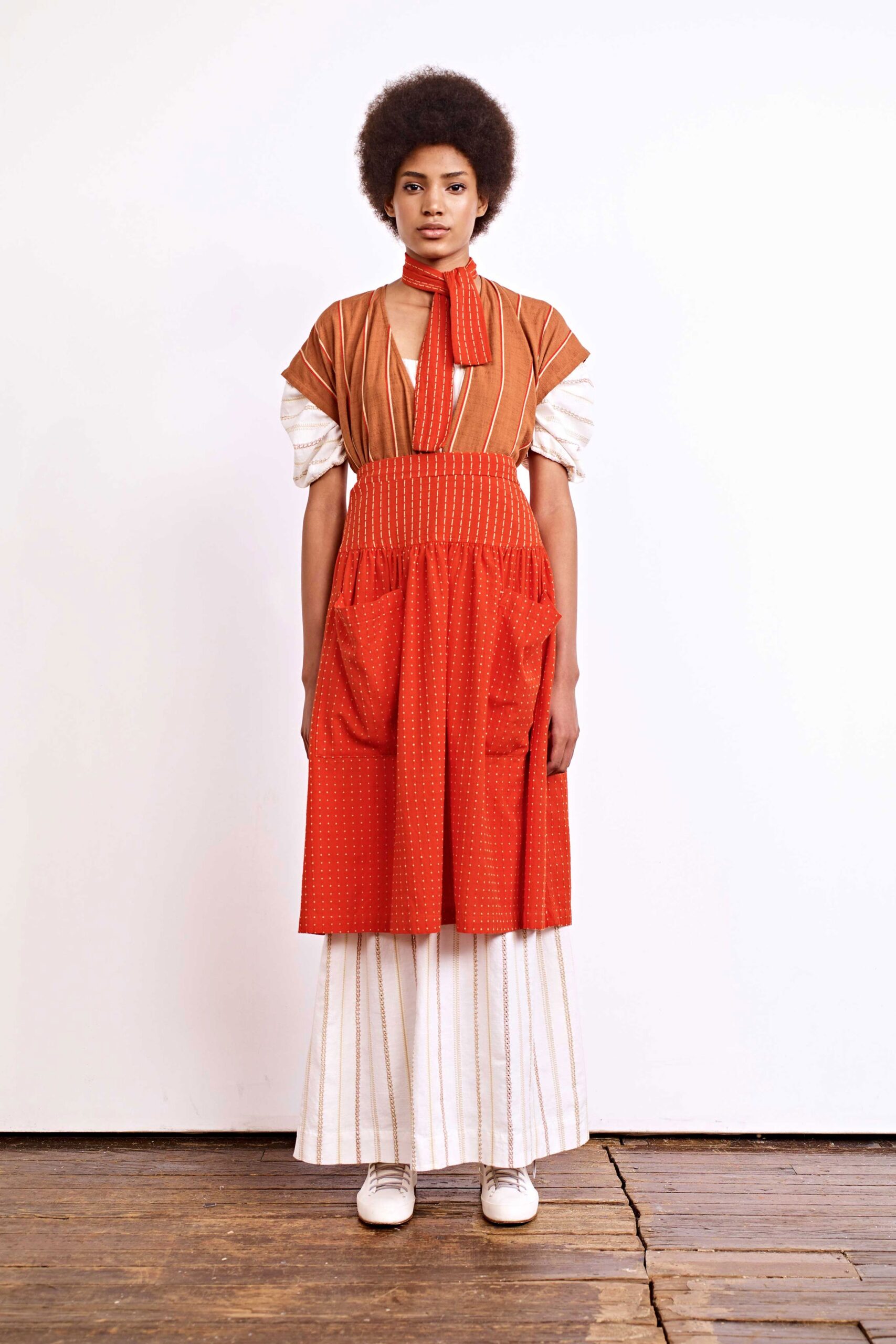 red and white maxi dress with top