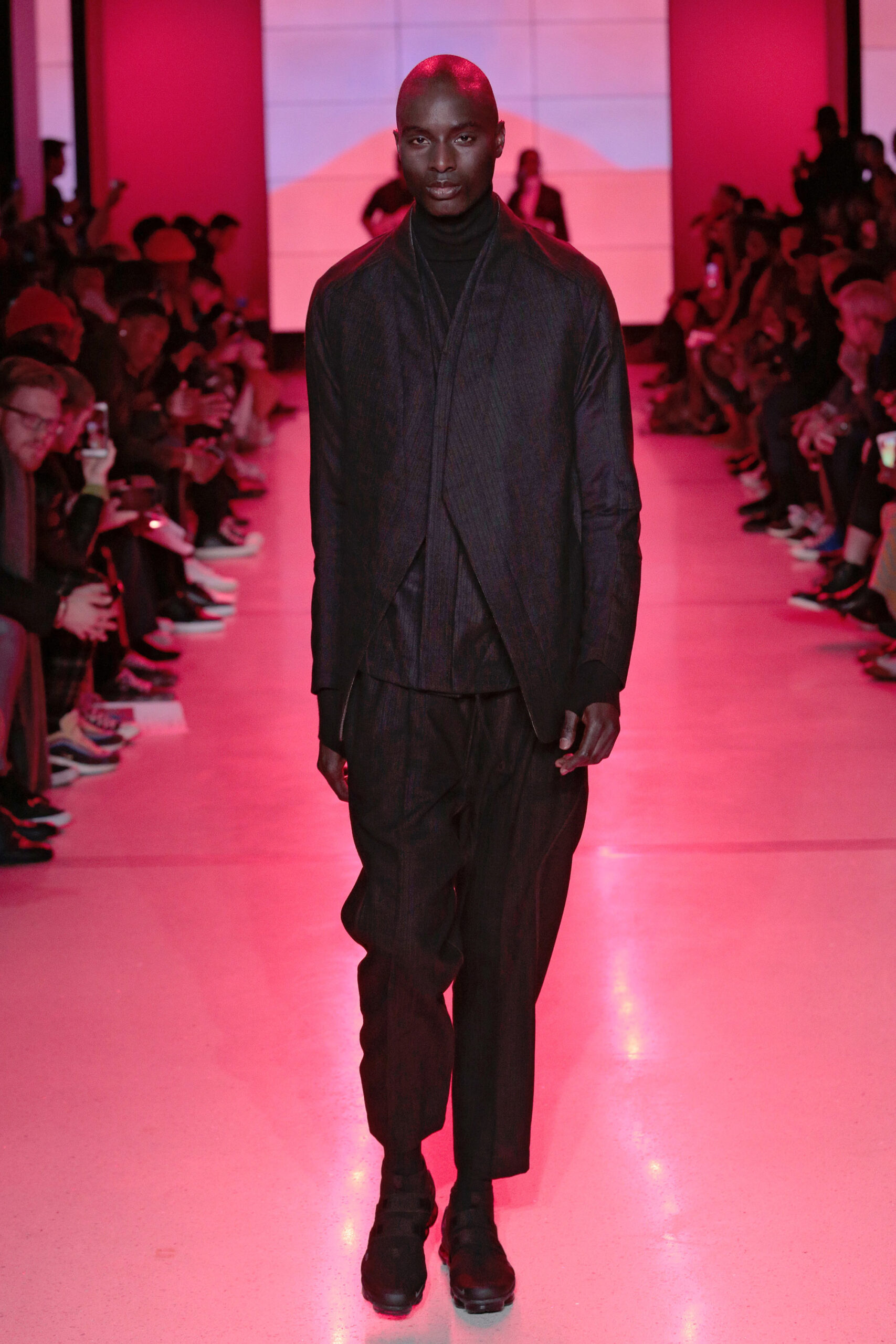 black fitted wool suit