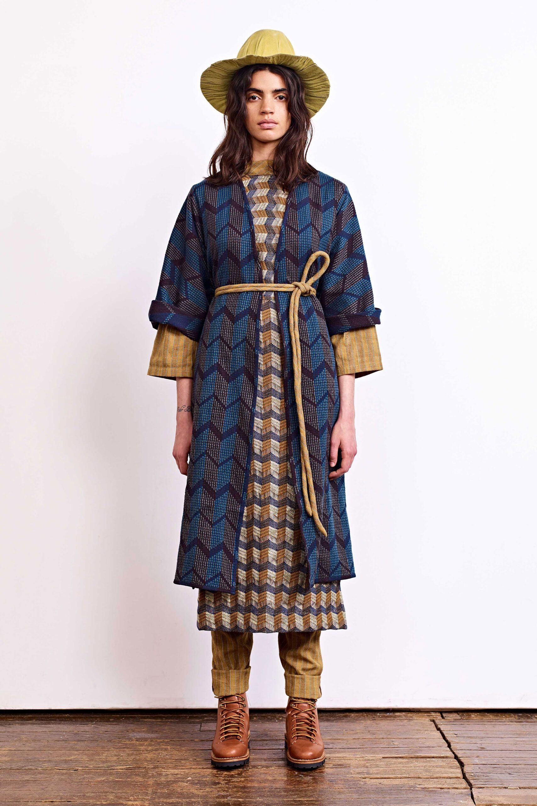 blue and brown layered dress