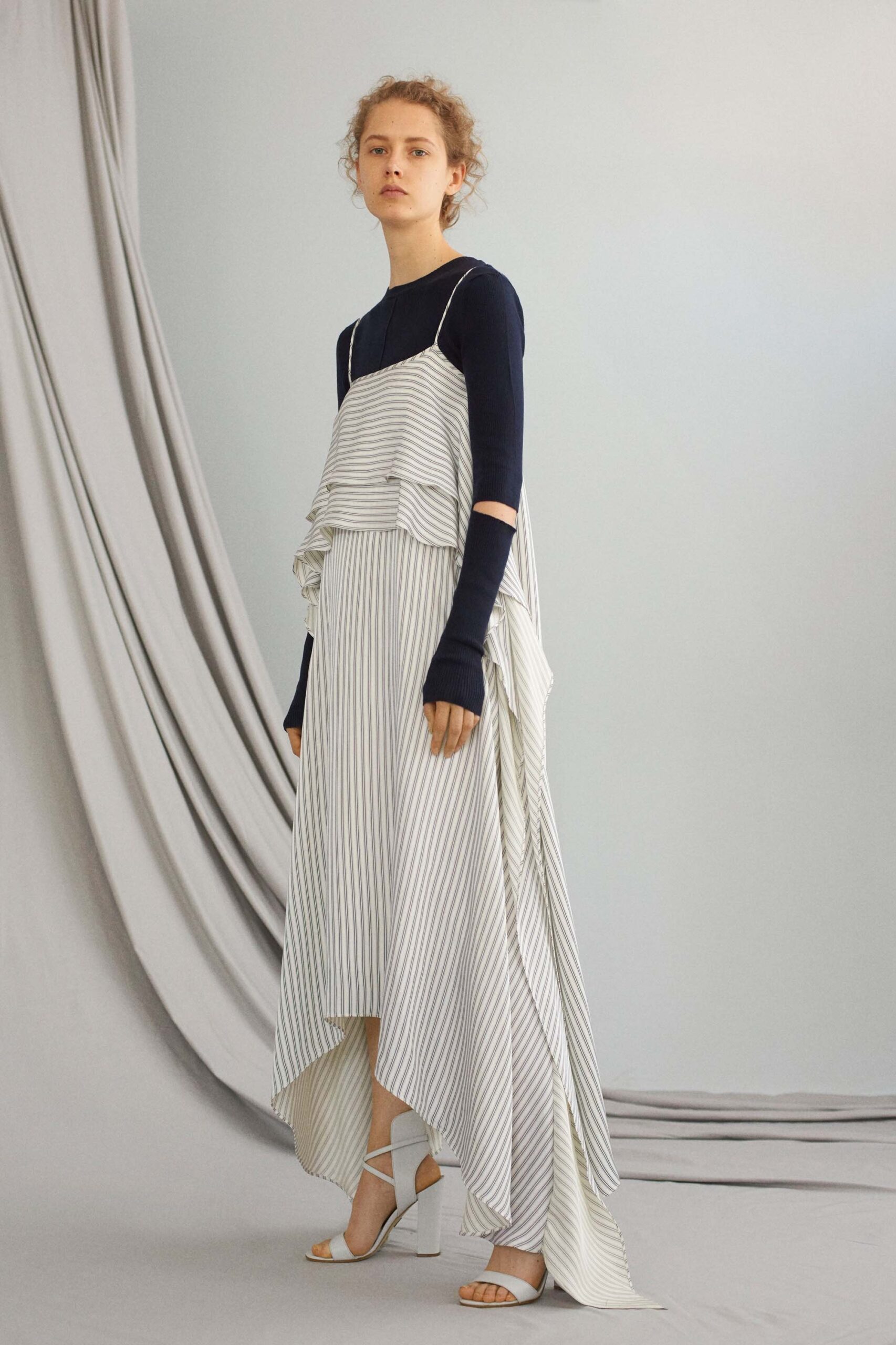 striped maxi dress with black top