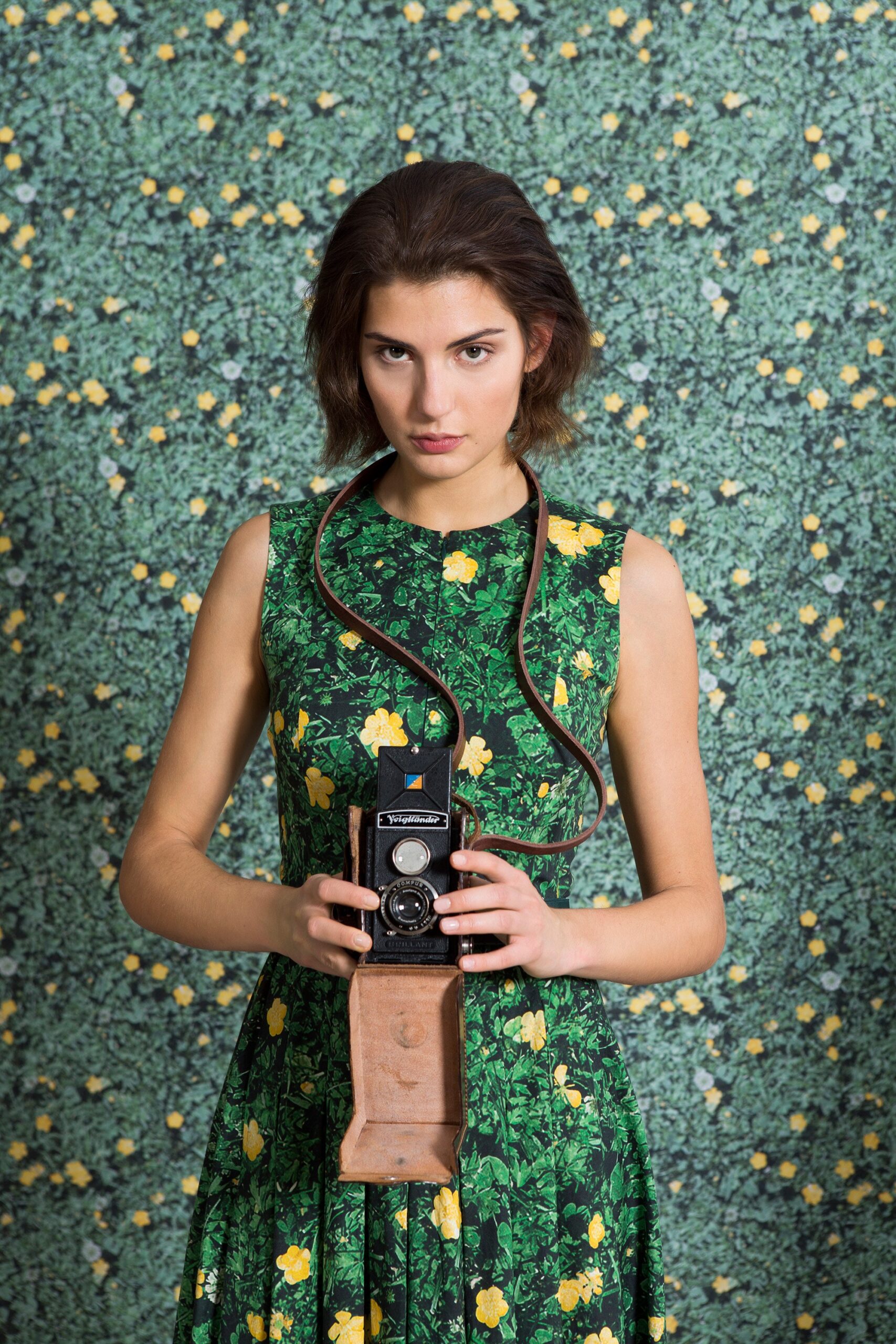 green floral midi dress