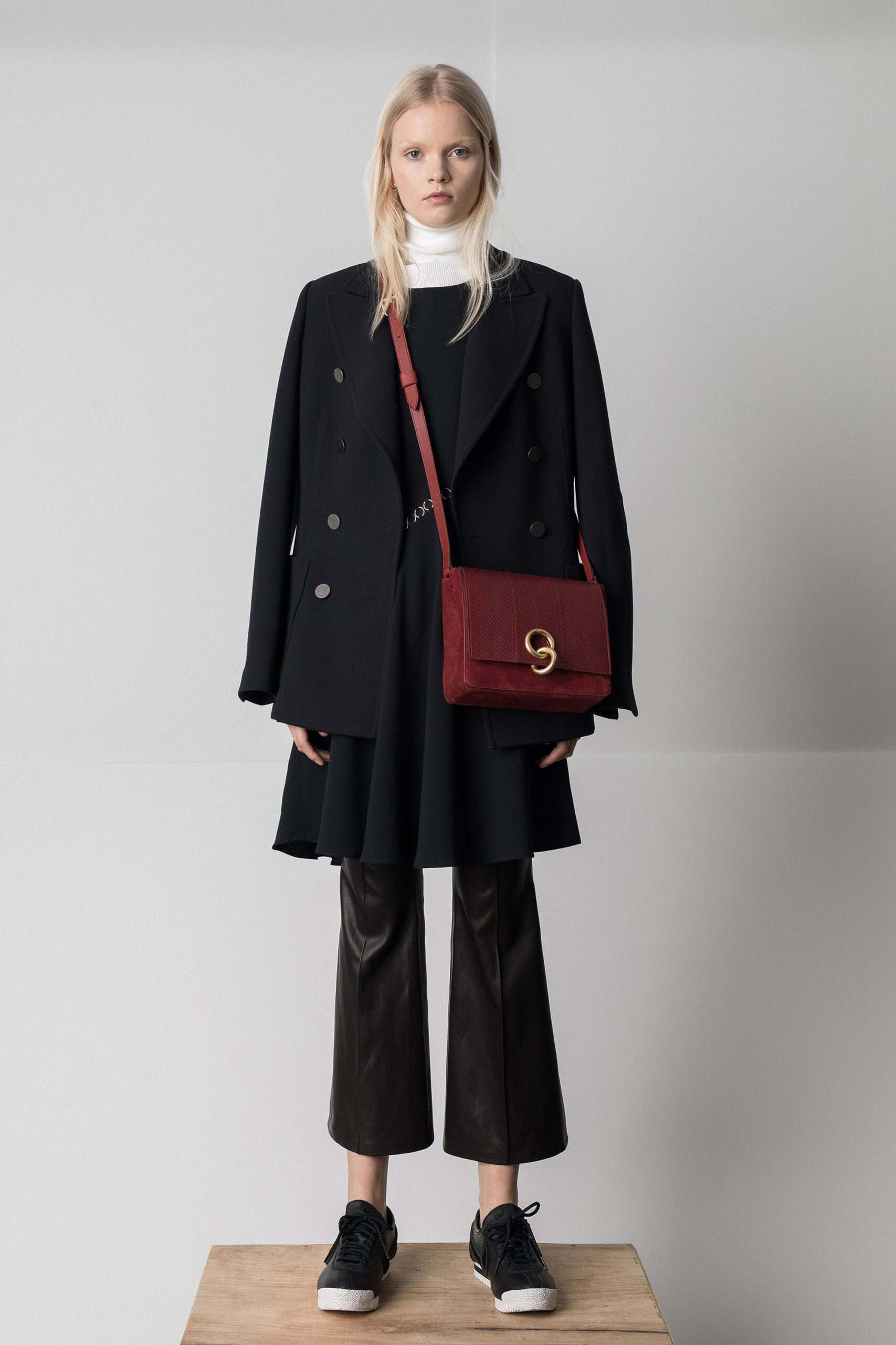 black blazer and midi dress