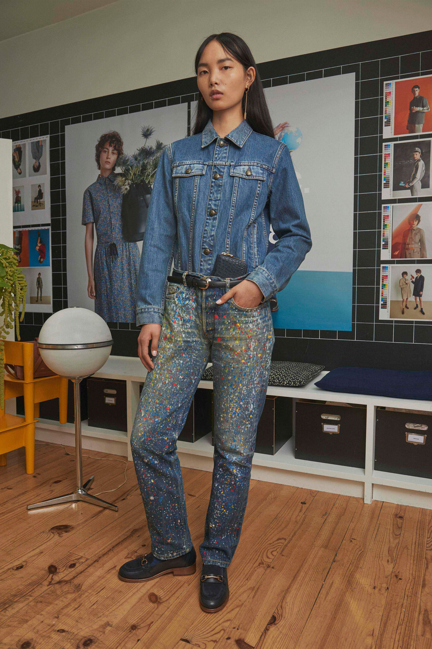 blue denim jacket and pants