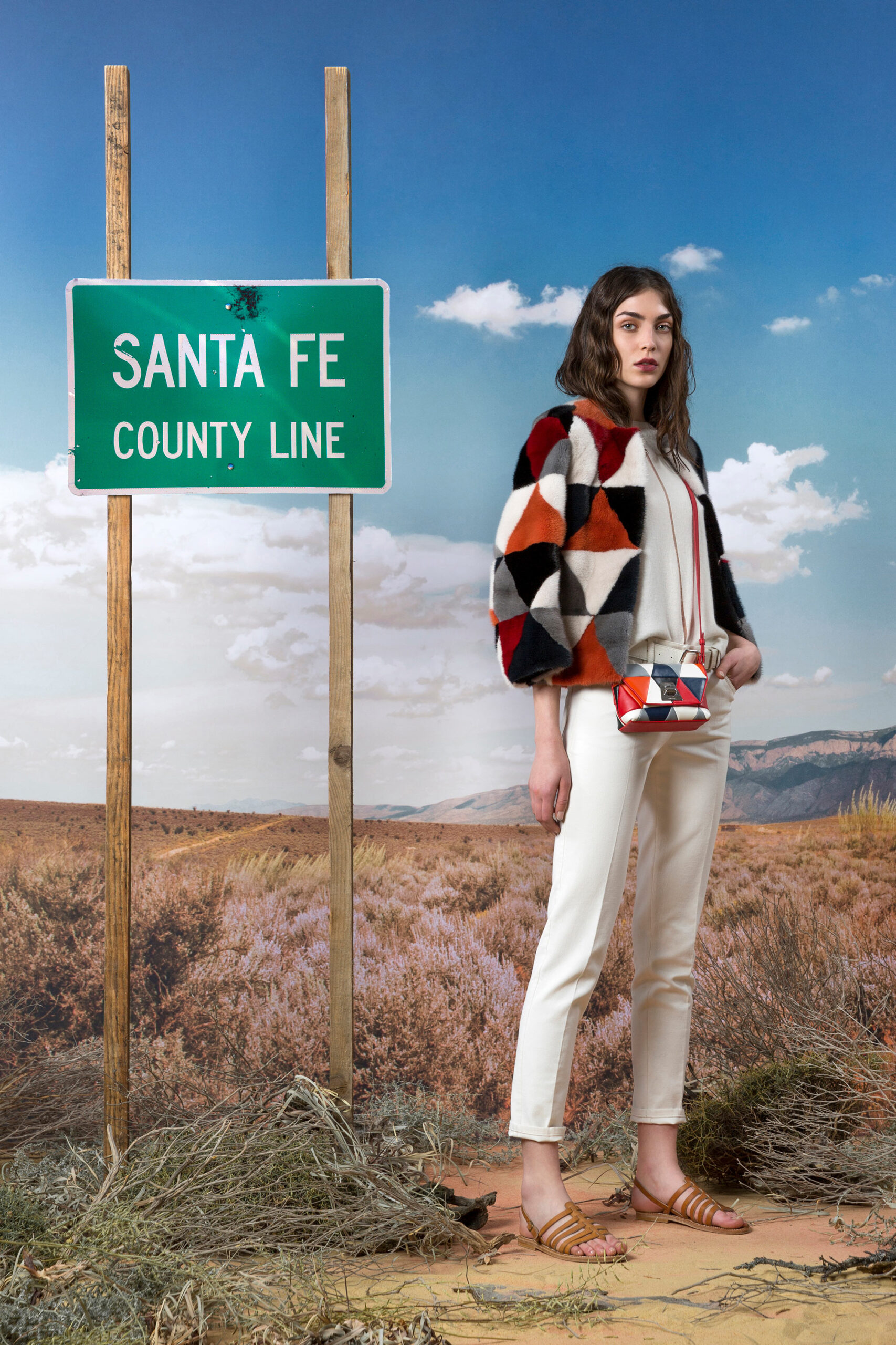 color-blocked faux-fur jacket