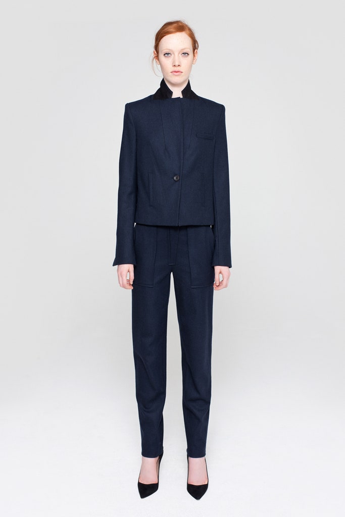 navy tailored blazer and pants