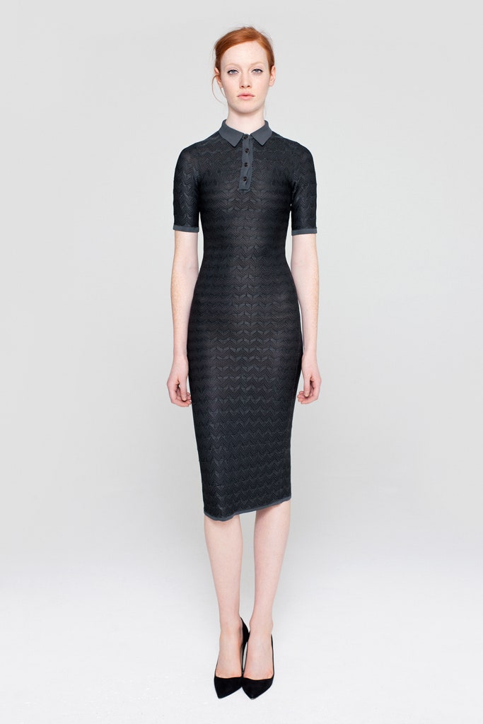 black fitted midi dress