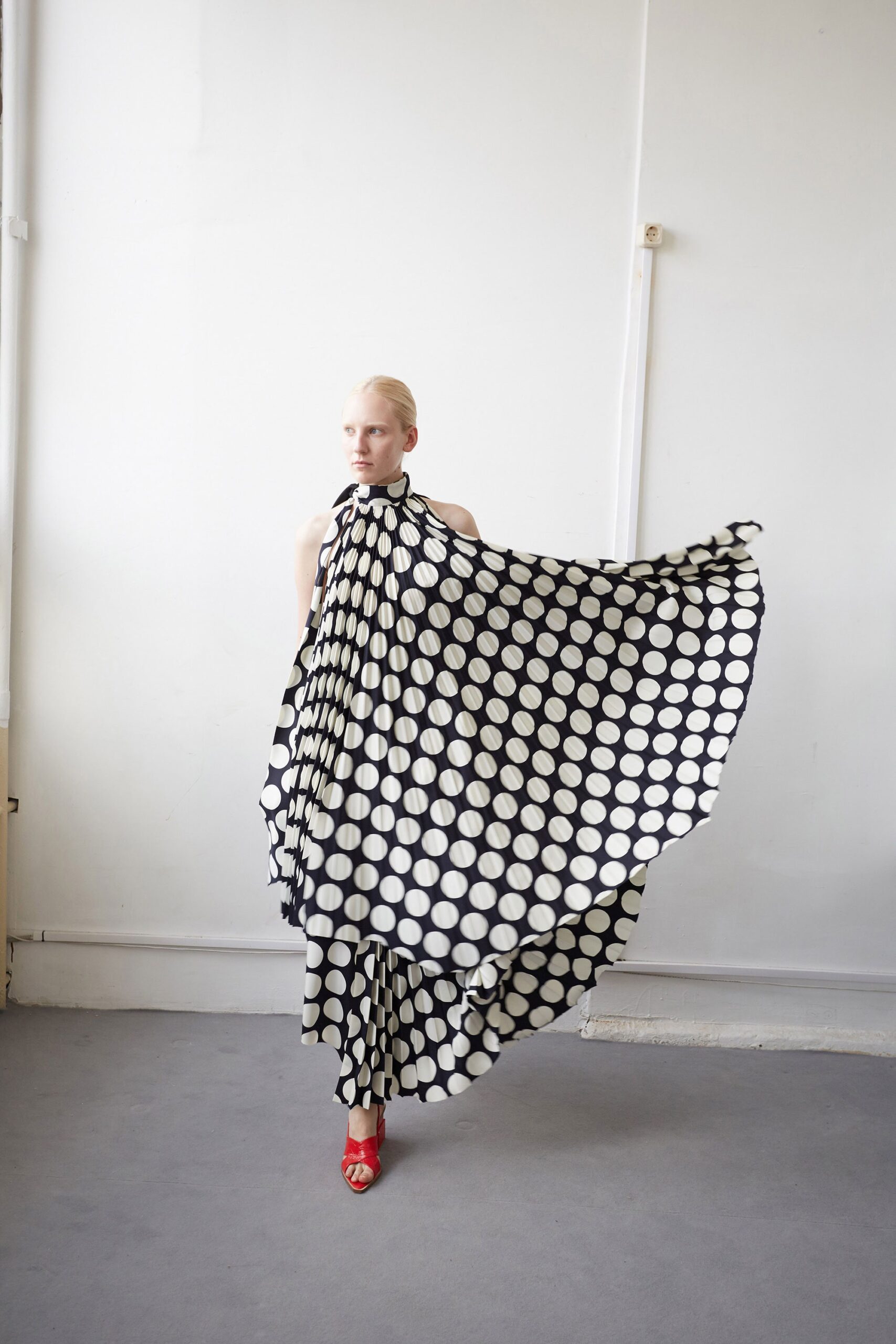black and white printed maxi dress
