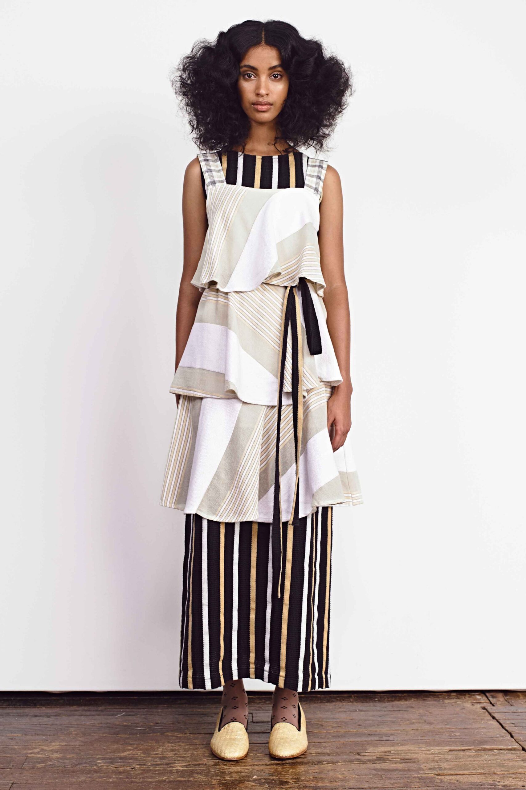 layered striped midi dress