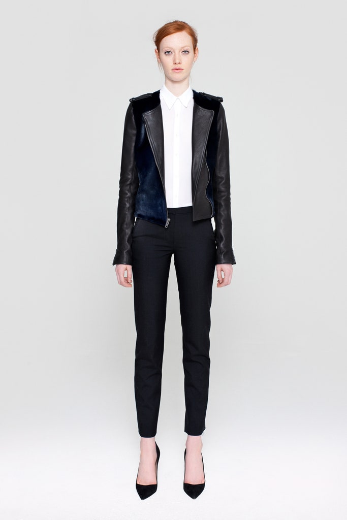 black leather jacket with white shirt