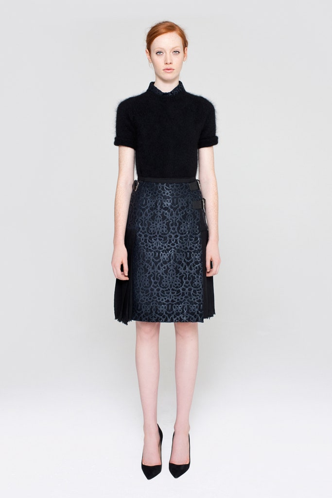 black fitted top and skirt