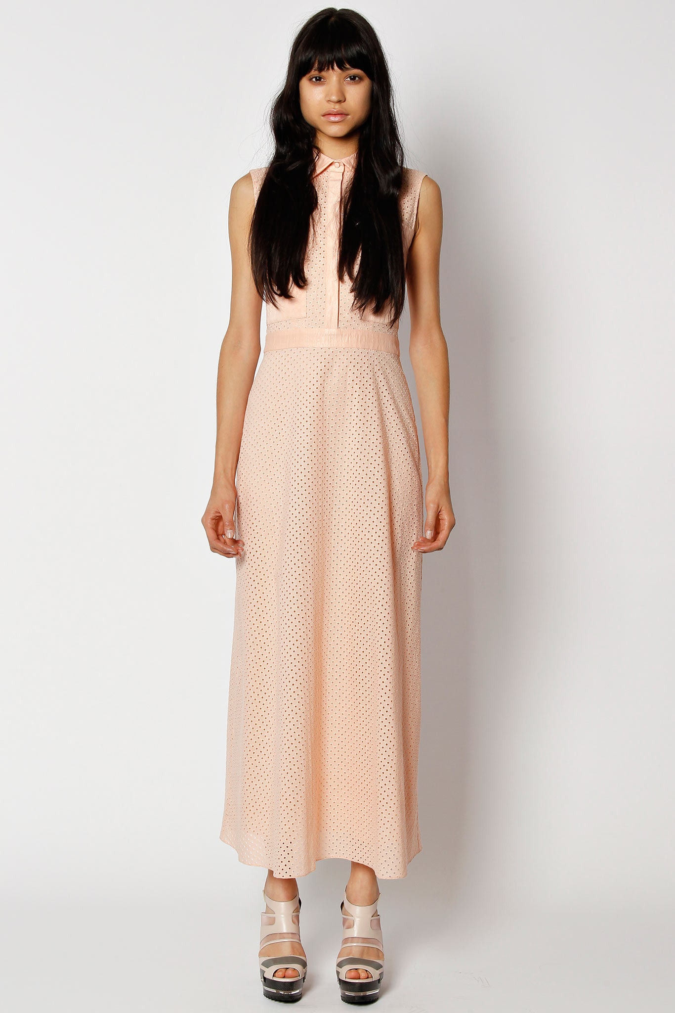 pink fitted sleeveless dress