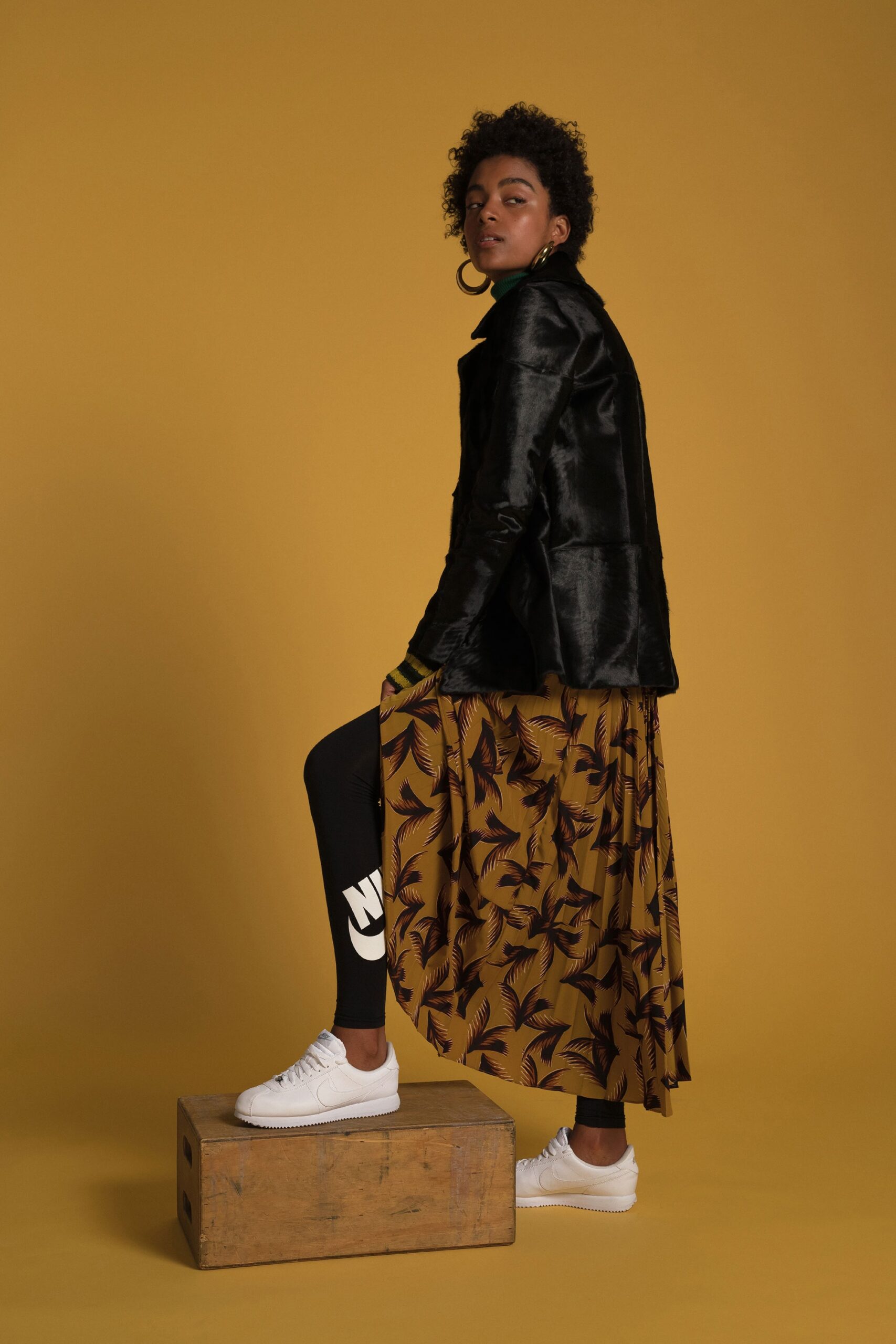yellow chiffon asymmetric relaxed flared flowing midi skirt