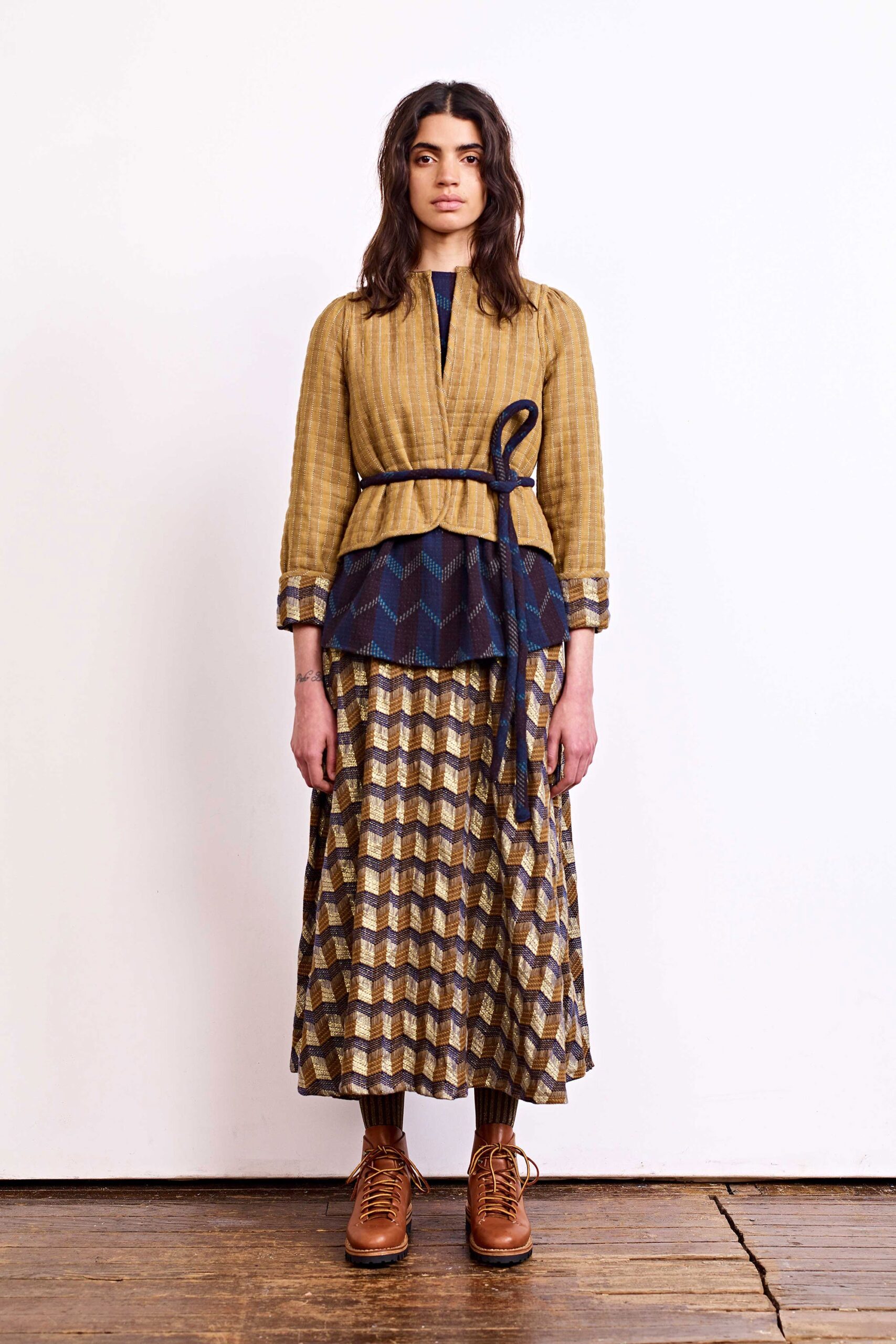 yellow cotton top with pleated skirt