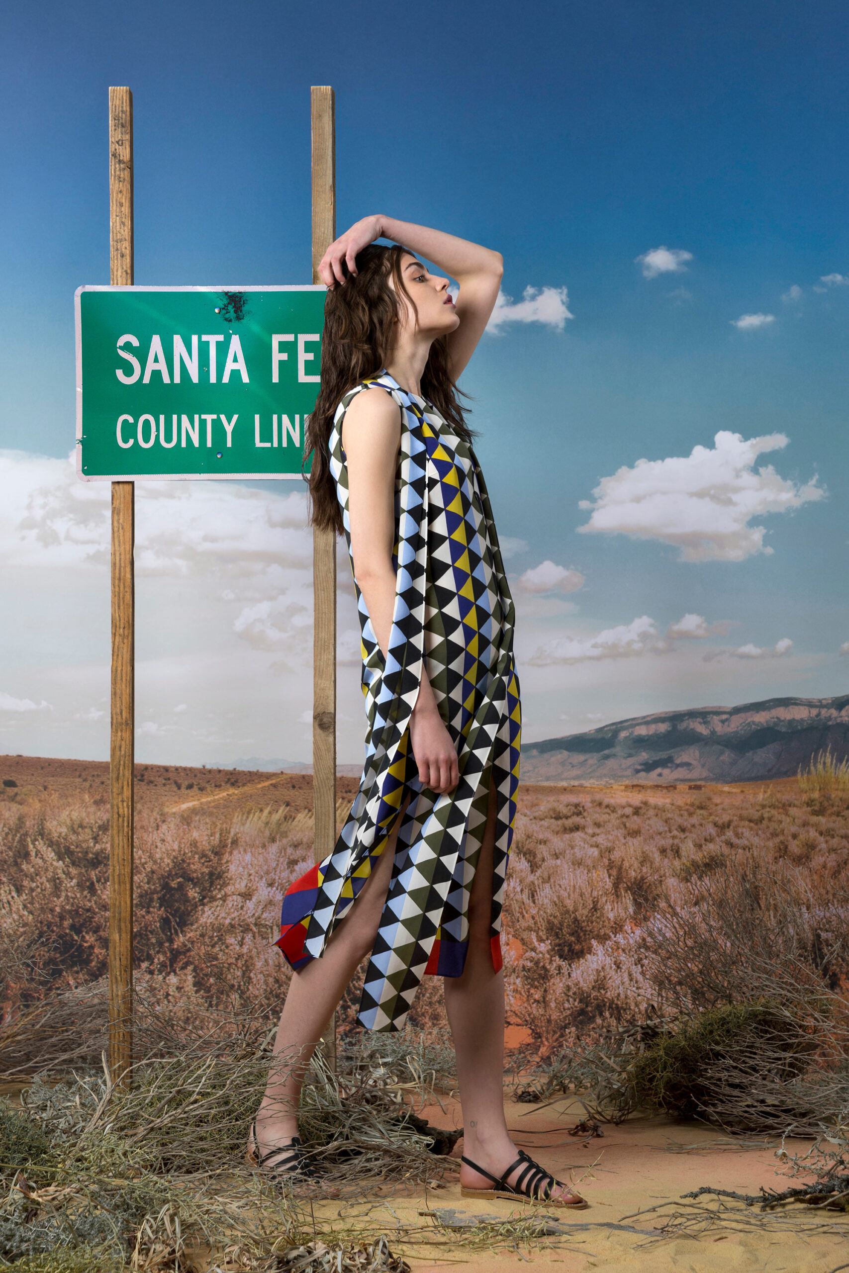 multi-colored relaxed midi dress