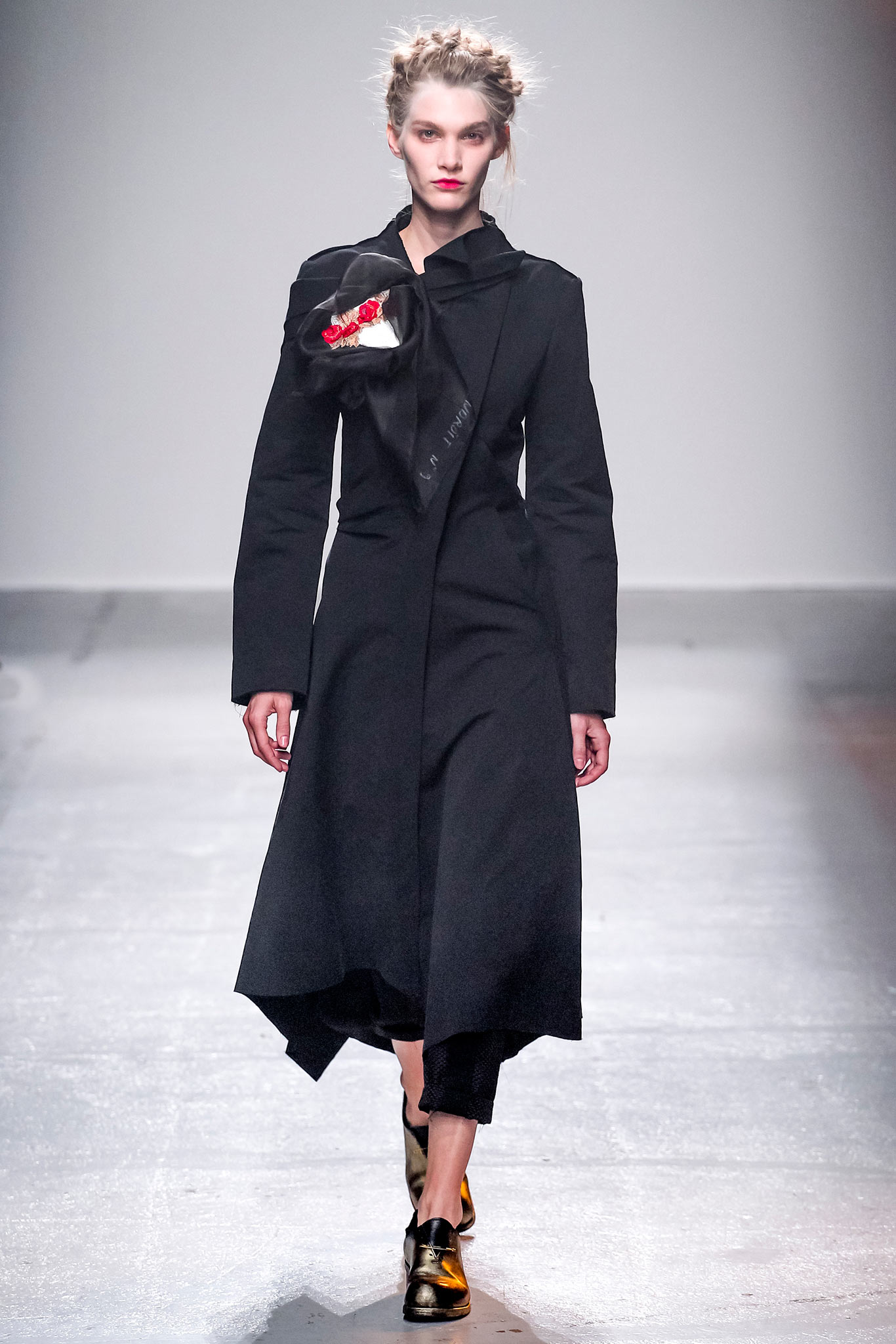 black fitted wool coat