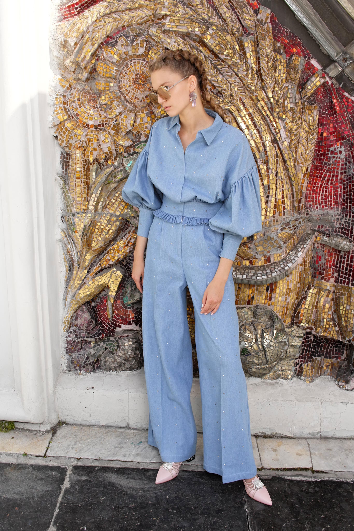 blue denim shirt and pants