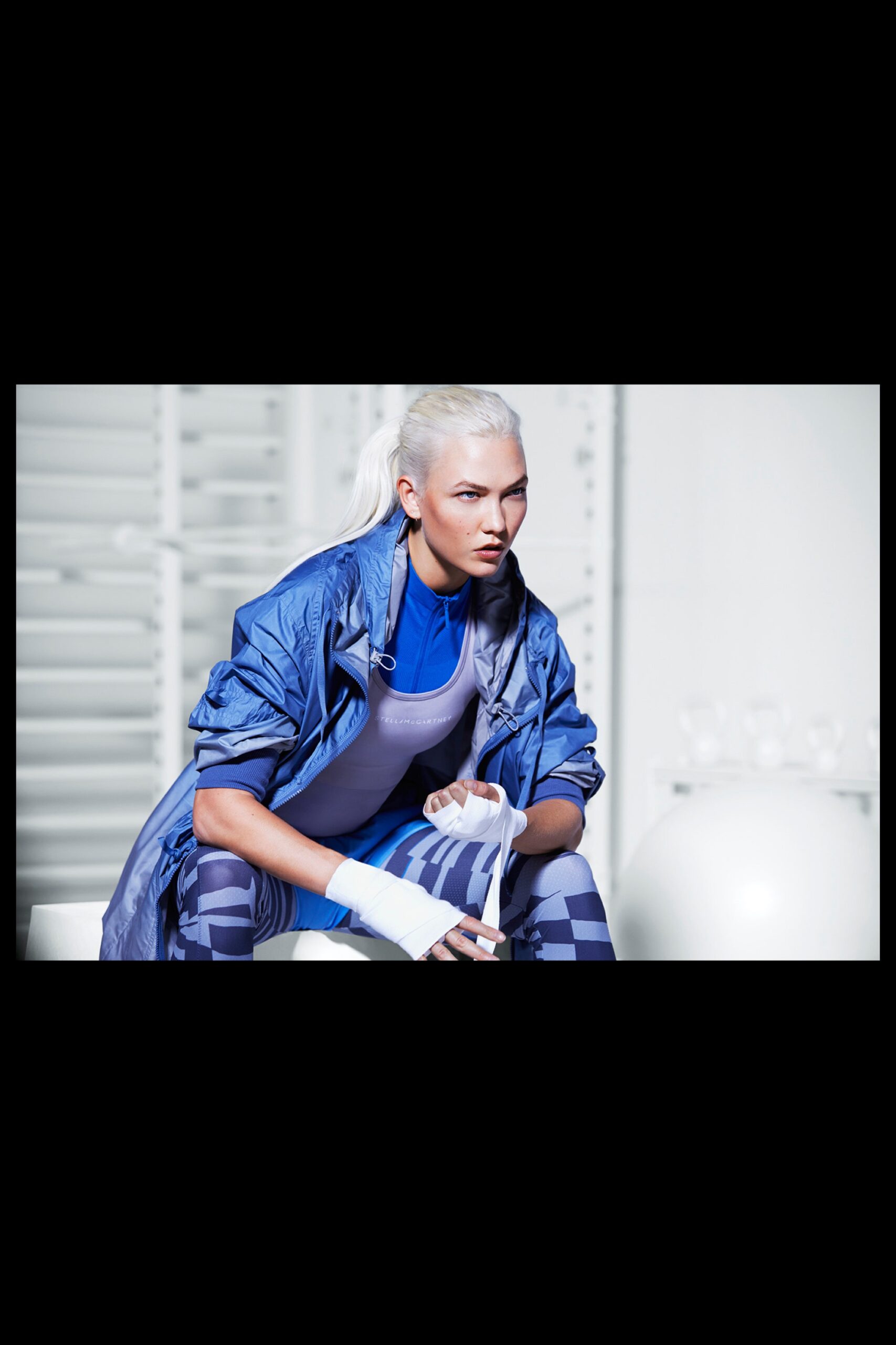 blue relaxed jacket with fitted top