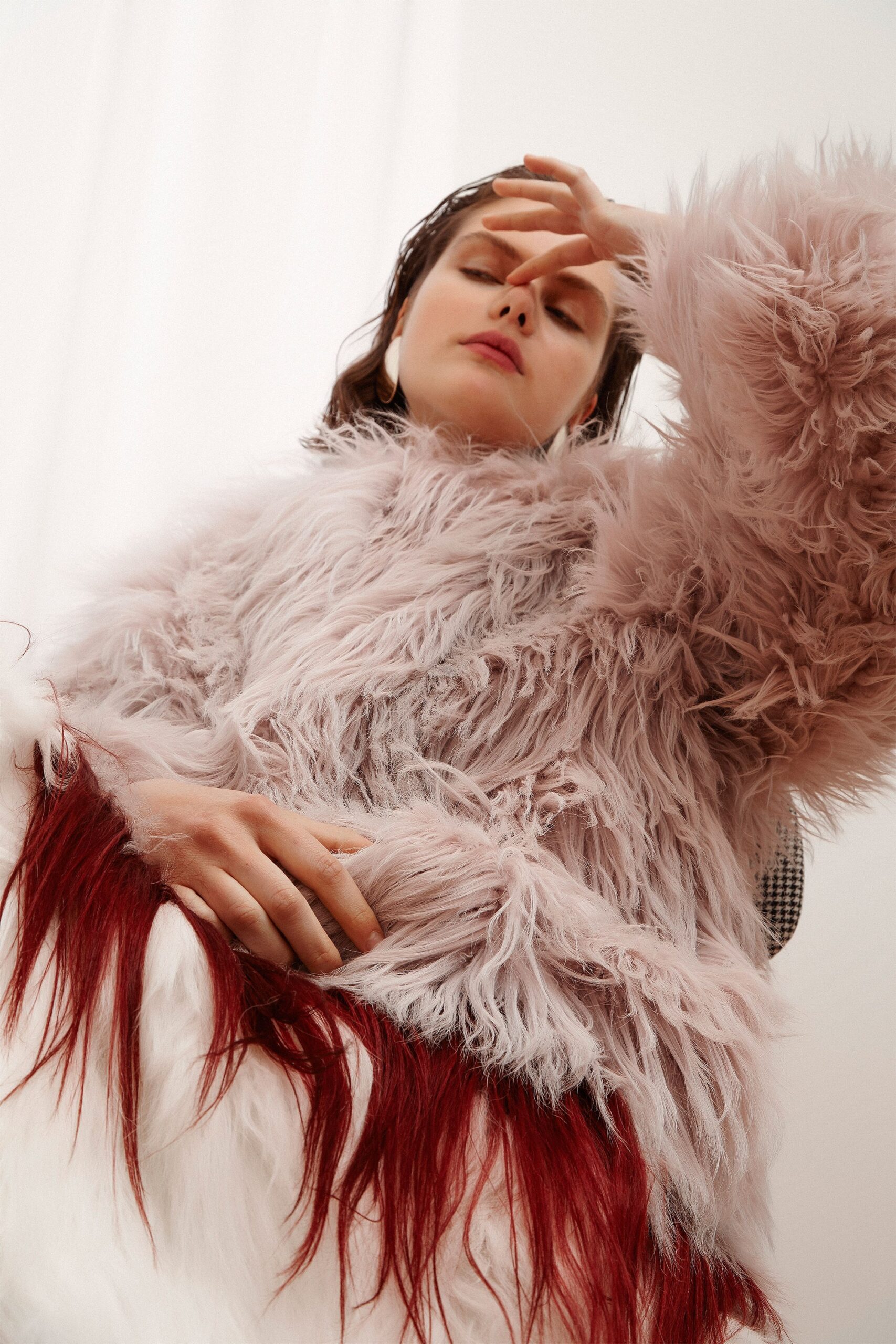 pink and red fur coat