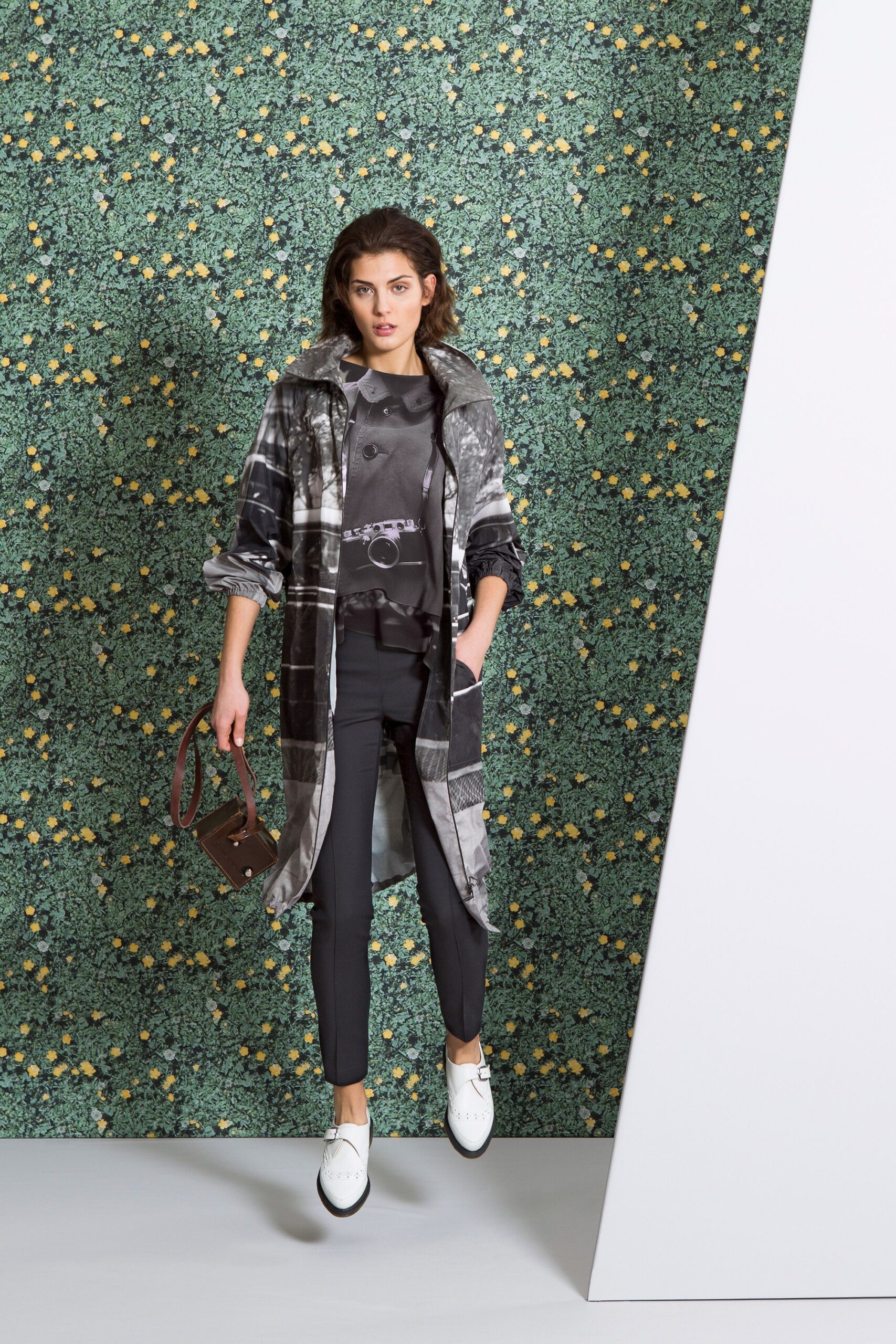 relaxed checked coat with tailored pants