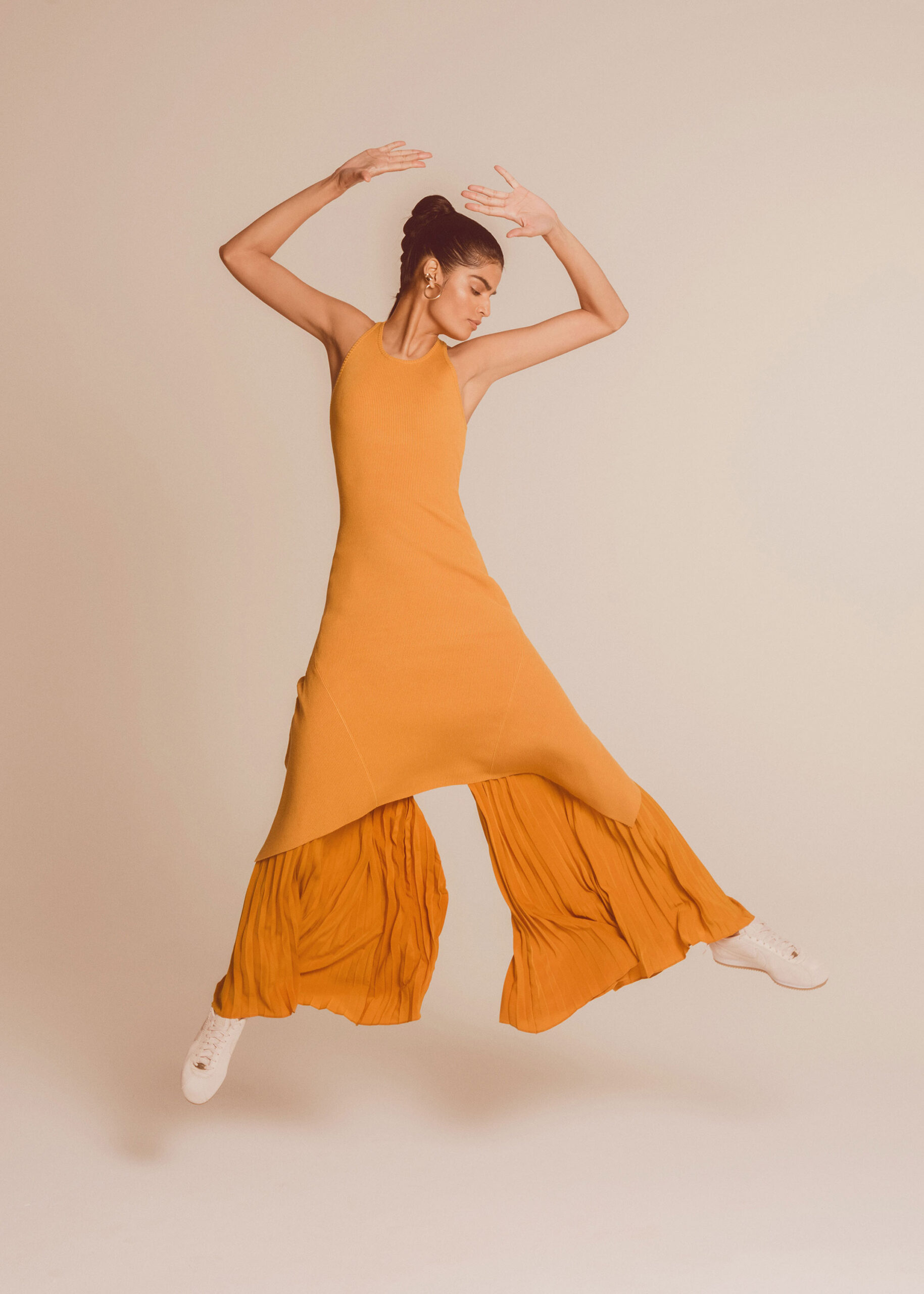 yellow cotton sleeveless dress