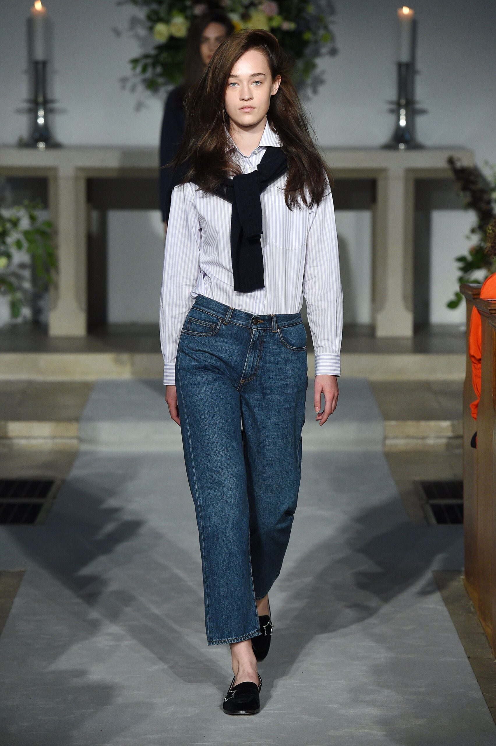 relaxed striped shirt and denim pants