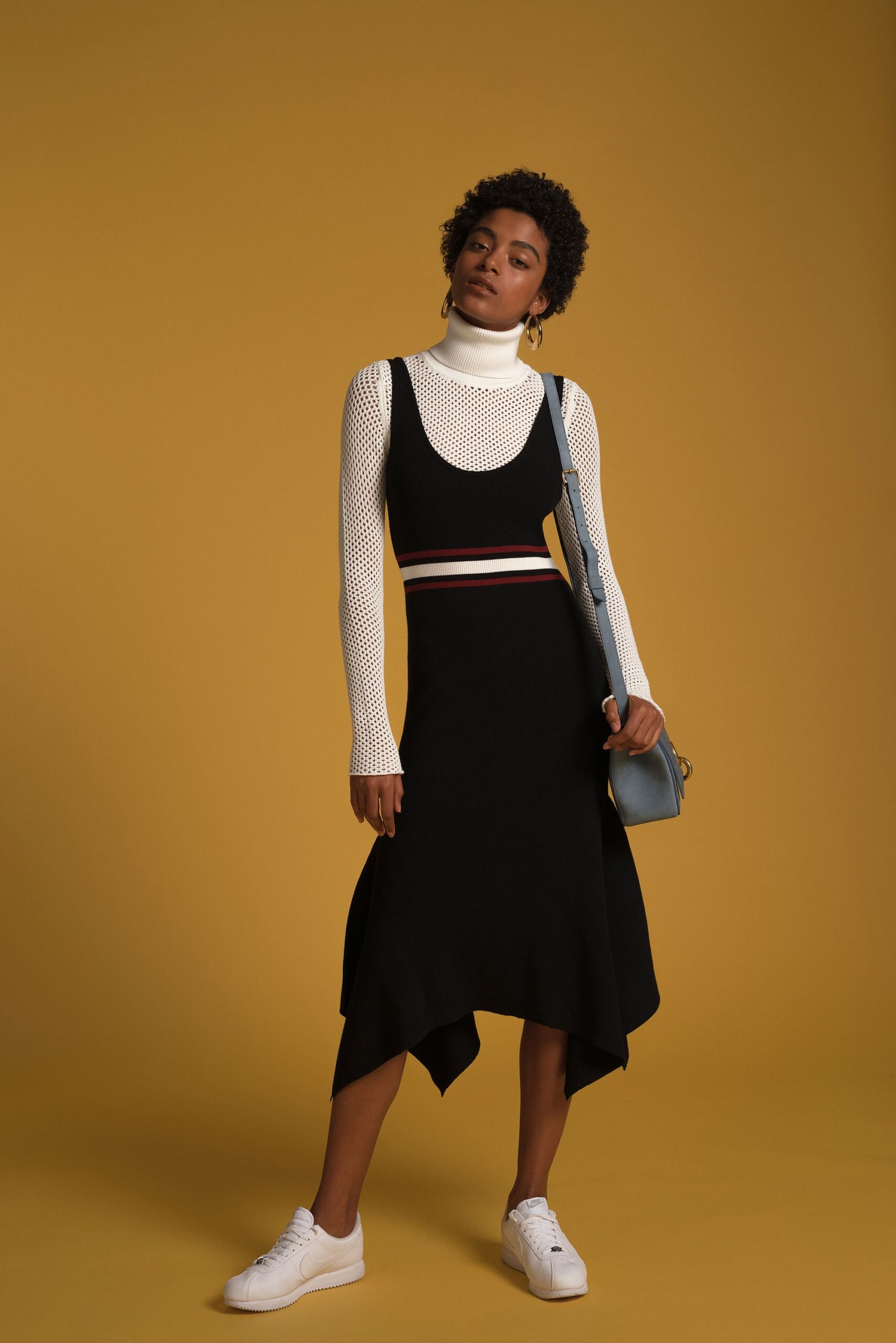 white mesh long-sleeve high-neck fitted sheer top